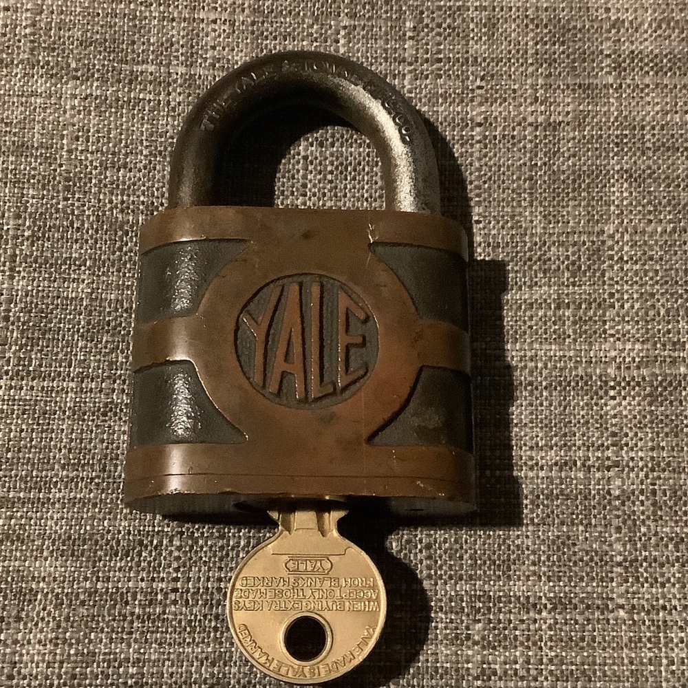 Antique Yale Brown and Black Padlock with Key